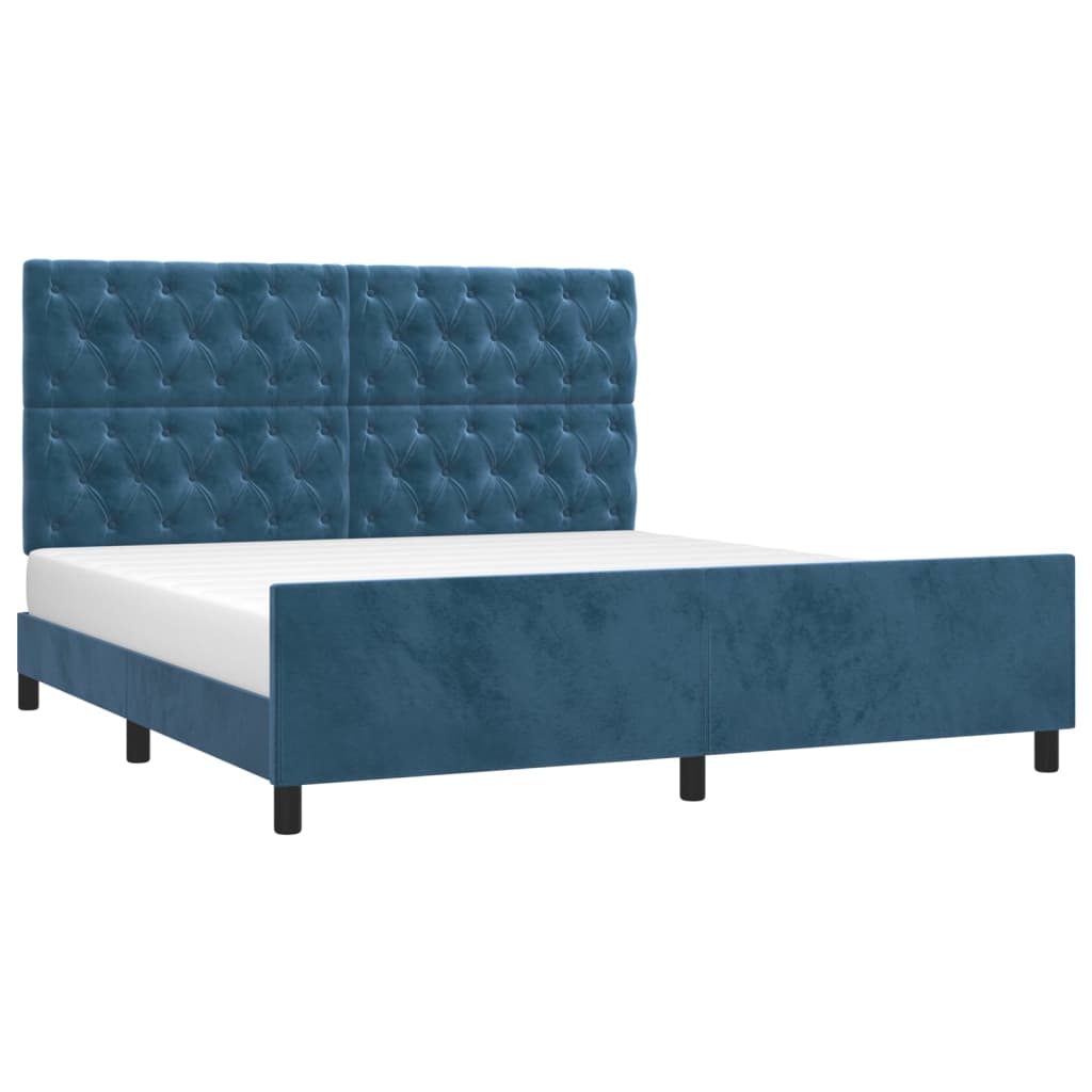 Cadre de lit sans matelas bleu foncé 160x200 cm velours - XIOS