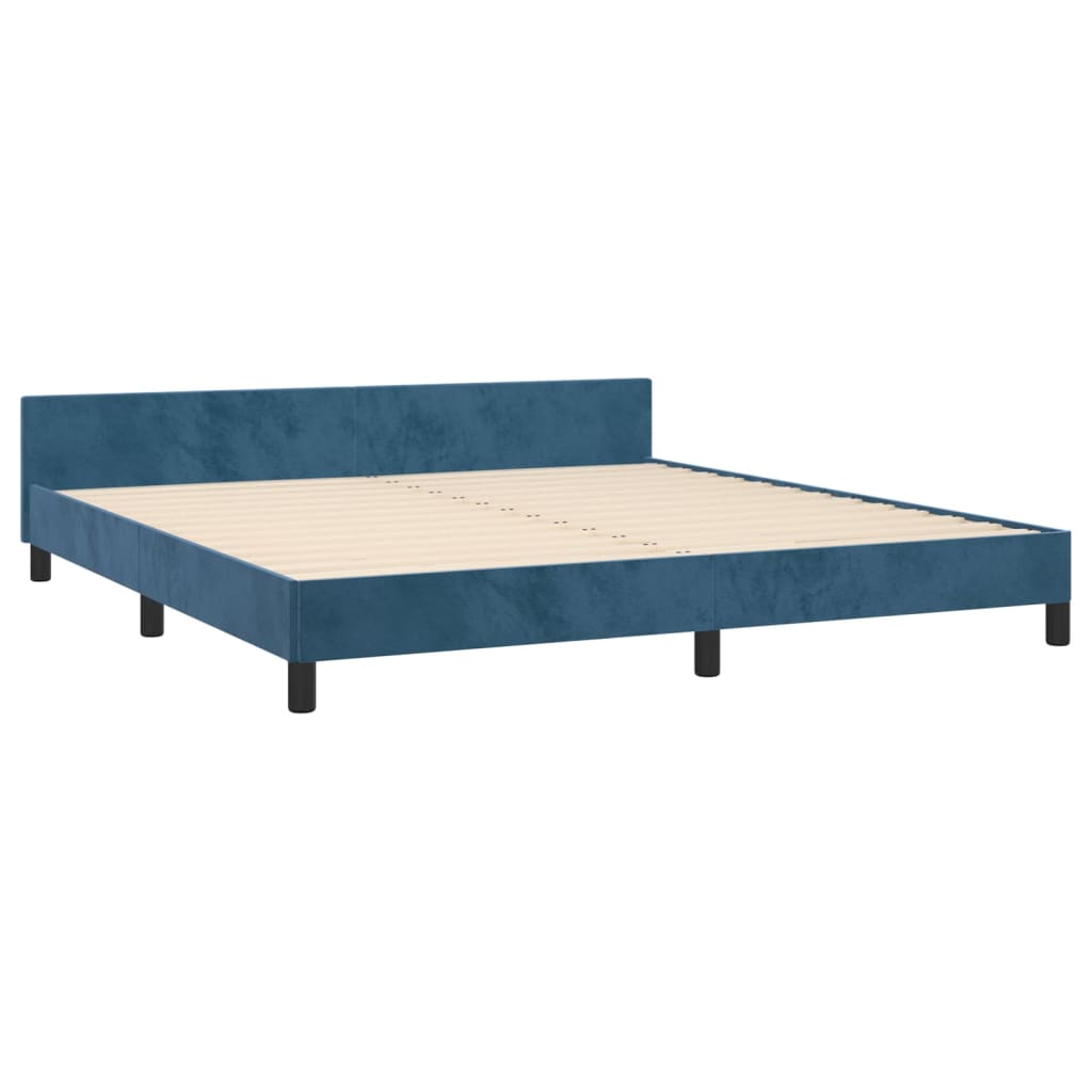 Cadre de lit sans matelas bleu foncé 160x200 cm velours - XIOS