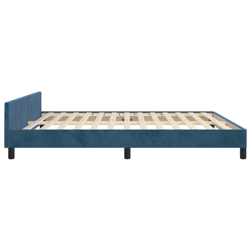 Cadre de lit sans matelas bleu foncé 160x200 cm velours - XIOS