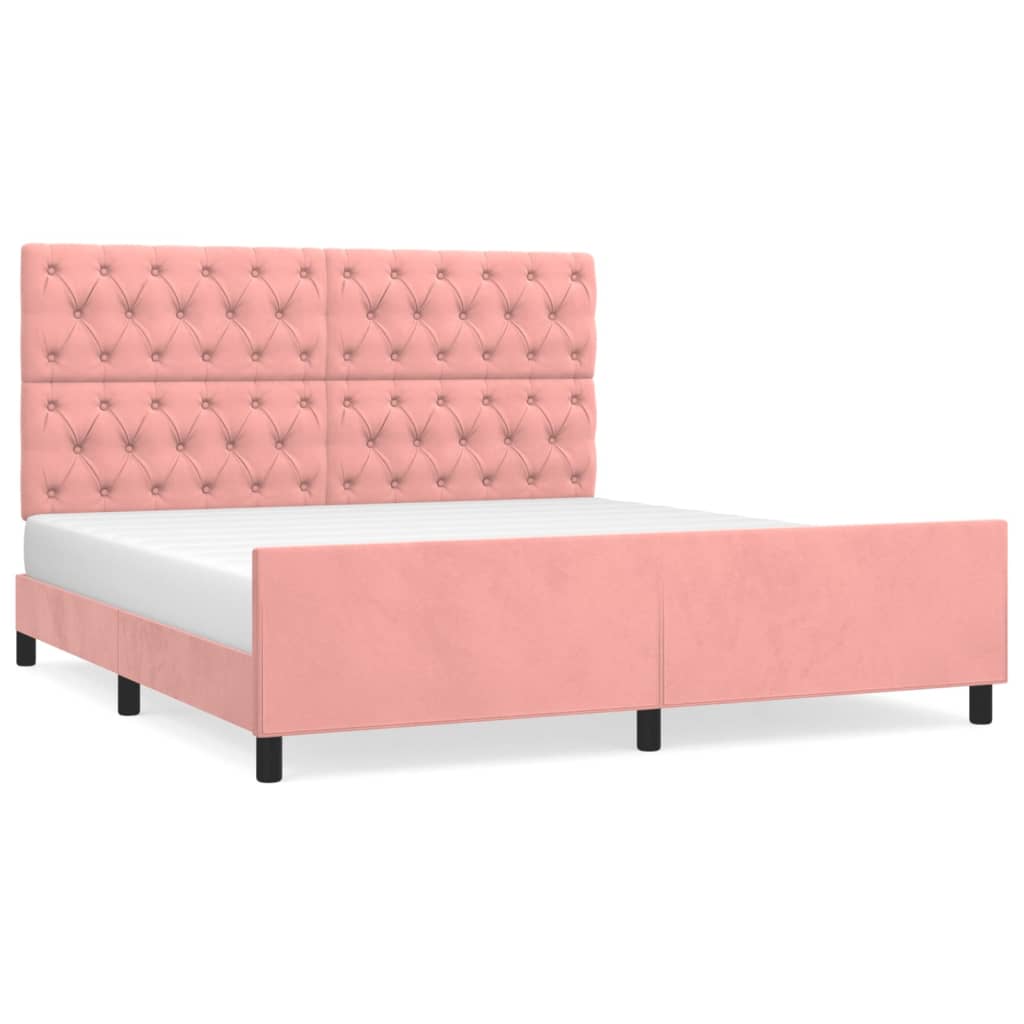 Cadre de lit sans matelas rose 160x200 cm velours - XIOS