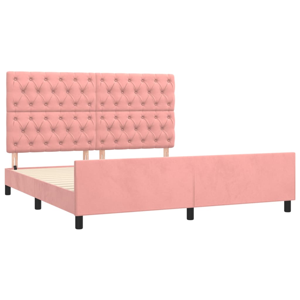Cadre de lit sans matelas rose 160x200 cm velours - XIOS