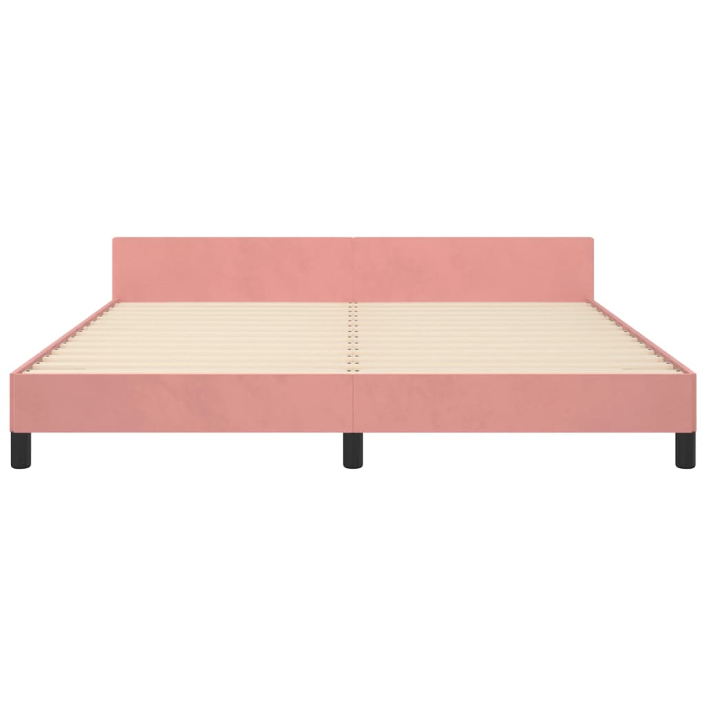 Cadre de lit sans matelas rose 160x200 cm velours - XIOS