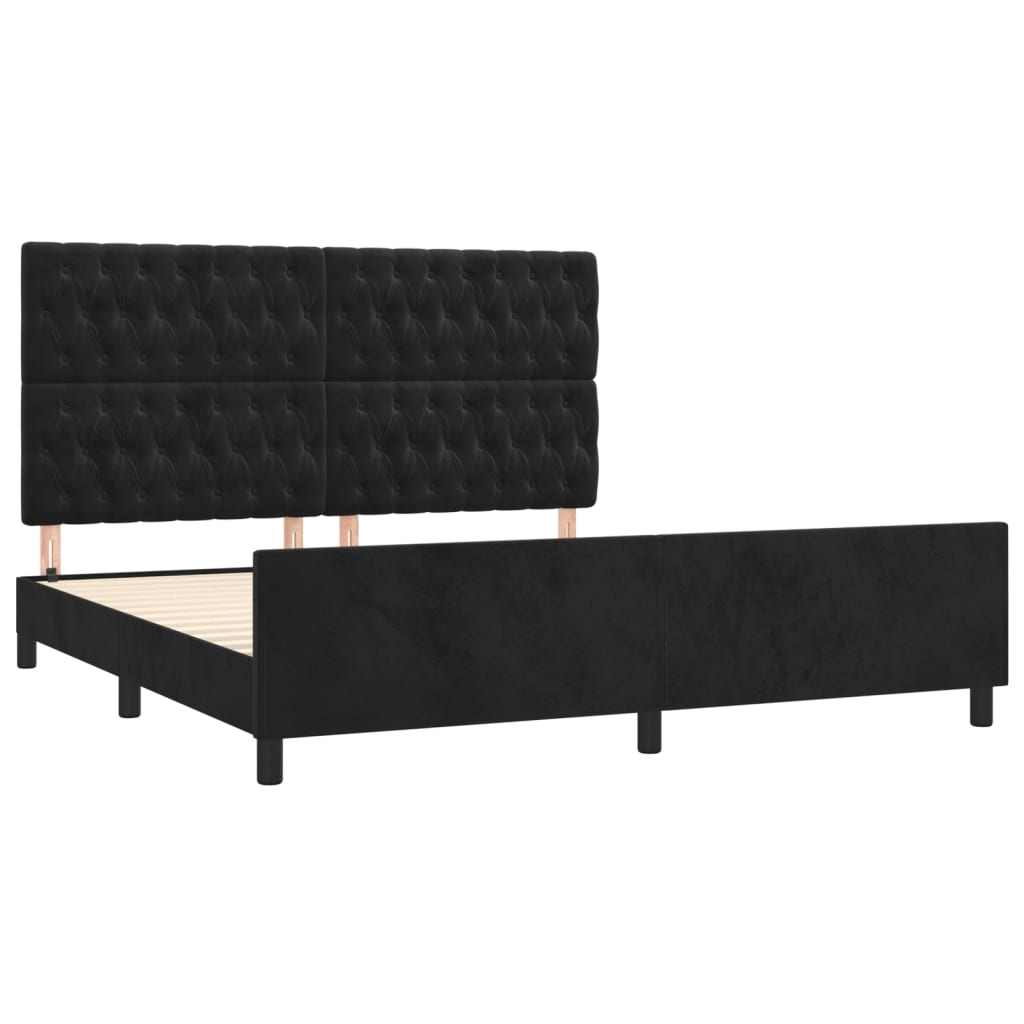 Cadre de lit sans matelas noir velours - XIOS