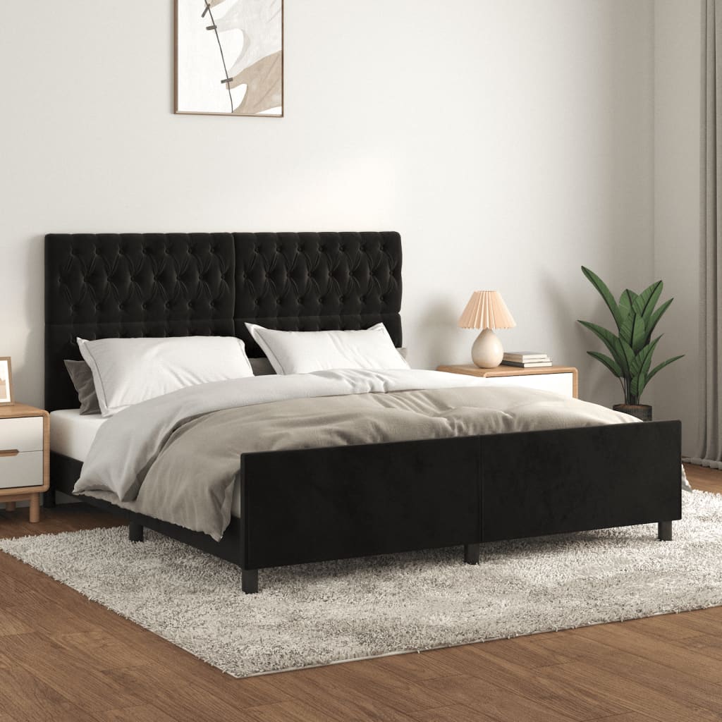 Cadre de lit sans matelas noir velours - XIOS