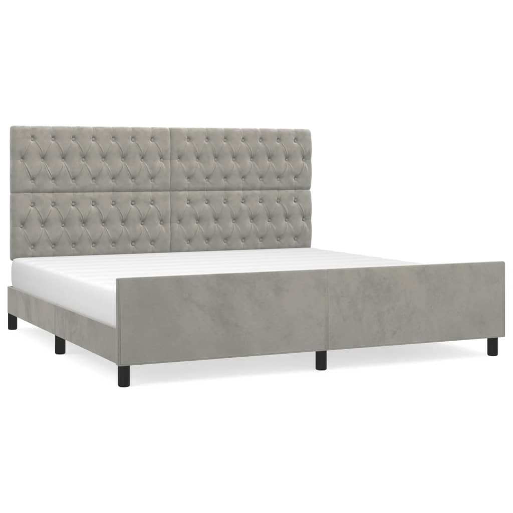 Cadre de lit sans matelas gris clair 200x200 cm velours - XIOS