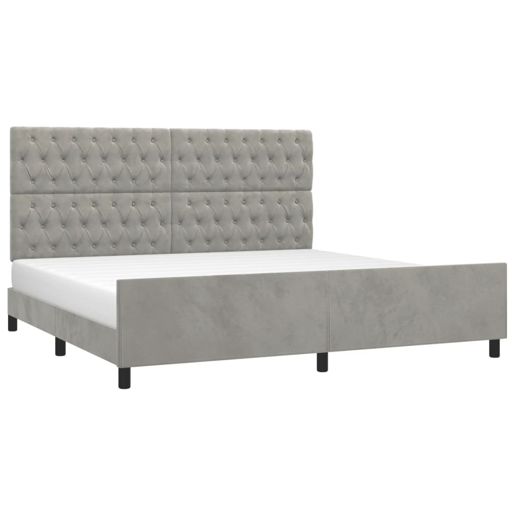 Cadre de lit sans matelas gris clair 200x200 cm velours - XIOS