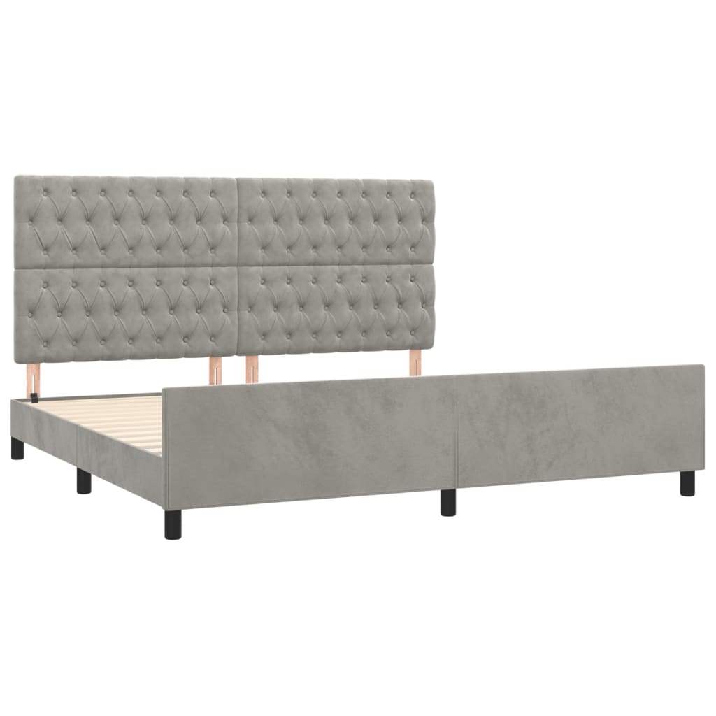Cadre de lit sans matelas gris clair 200x200 cm velours - XIOS