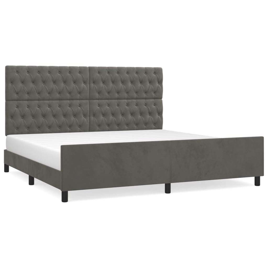 Cadre de lit sans matelas gris foncé 200x200 cm velours - XIOS