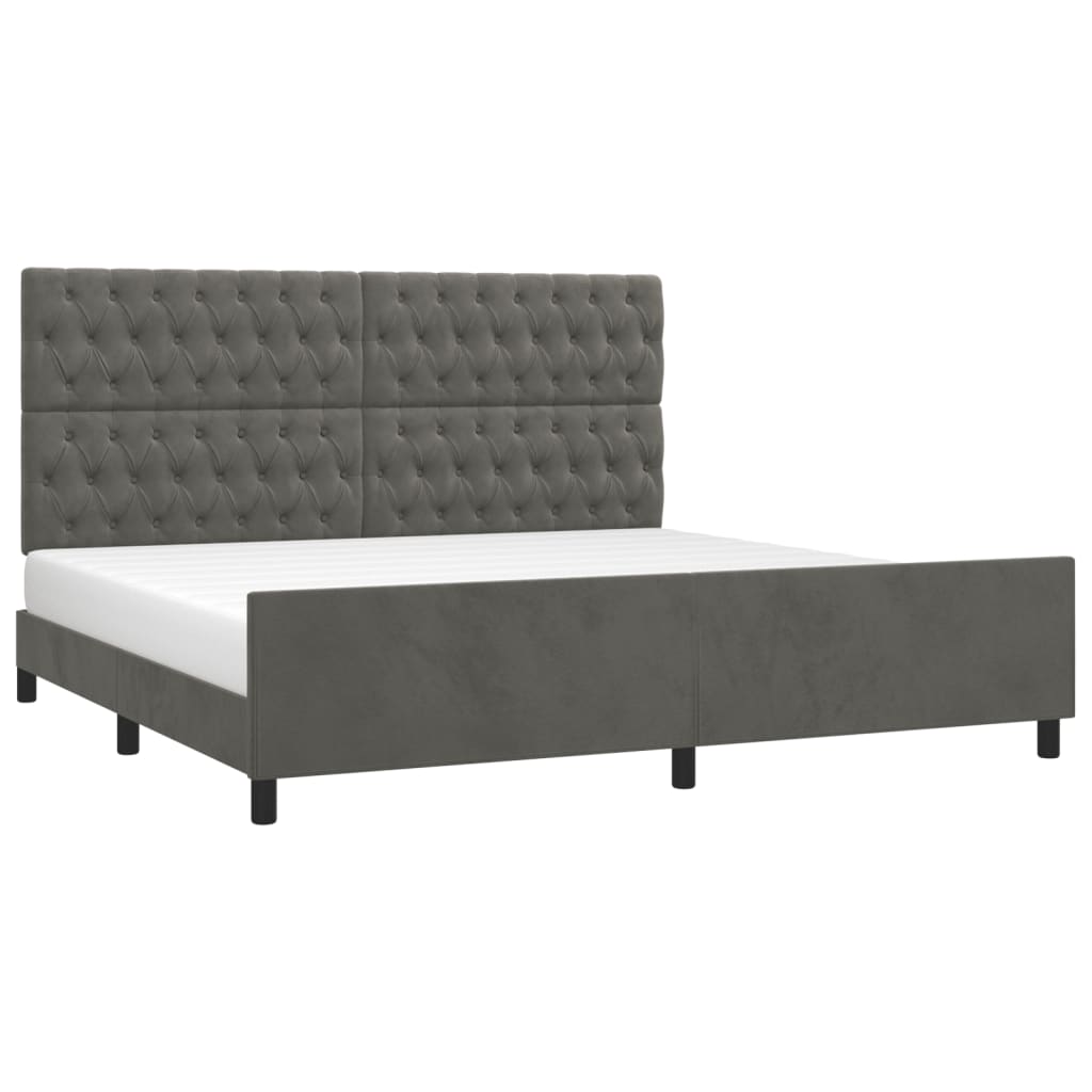 Cadre de lit sans matelas gris foncé 200x200 cm velours - XIOS