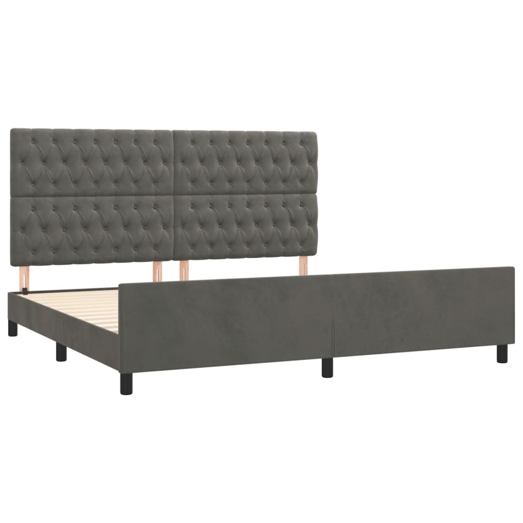 Cadre de lit sans matelas gris foncé 200x200 cm velours - XIOS