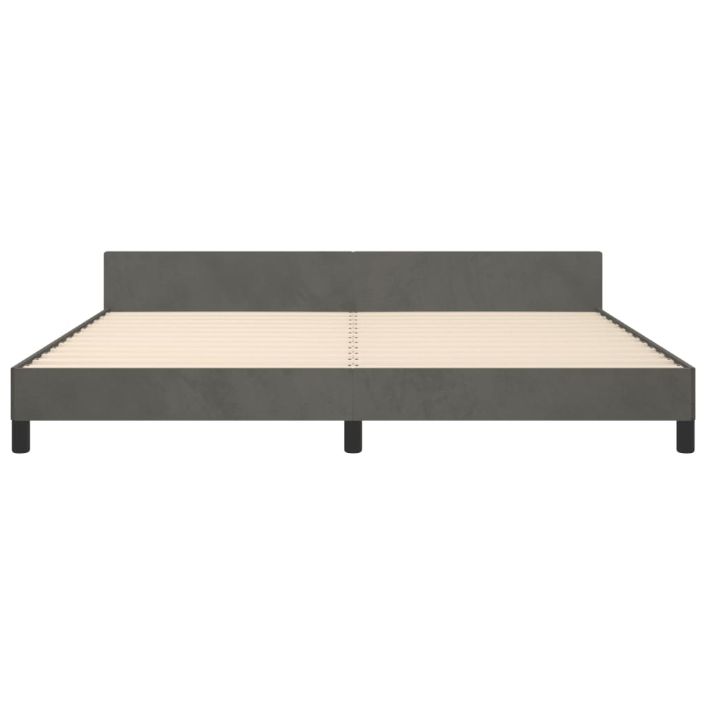 Cadre de lit sans matelas gris foncé 200x200 cm velours - XIOS