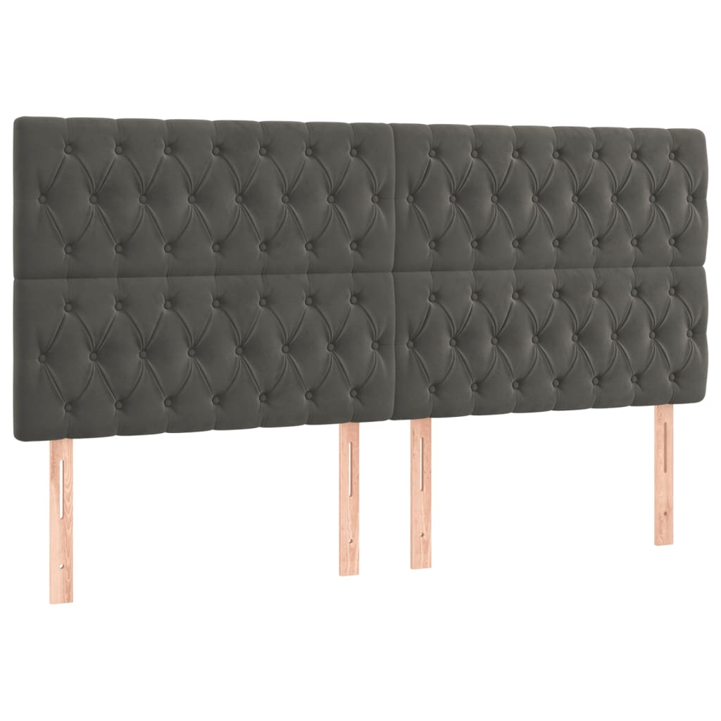 Cadre de lit sans matelas gris foncé 200x200 cm velours - XIOS