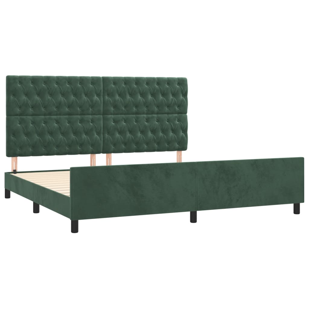 Cadre de lit sans matelas vert foncé 200x200 cm velours - XIOS