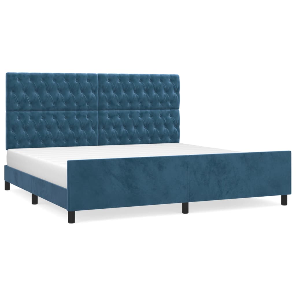 Cadre de lit sans matelas bleu foncé 200x200 cm velours - XIOS