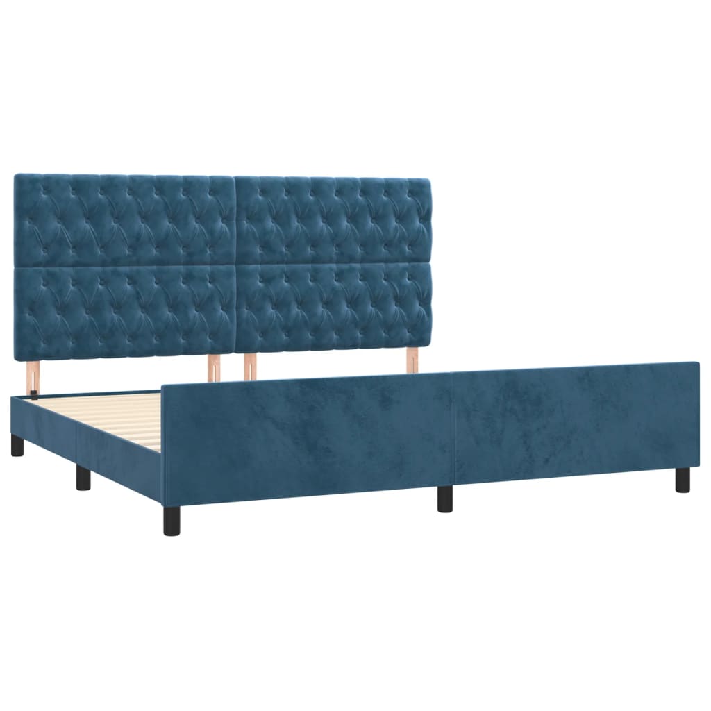 Cadre de lit sans matelas bleu foncé 200x200 cm velours - XIOS