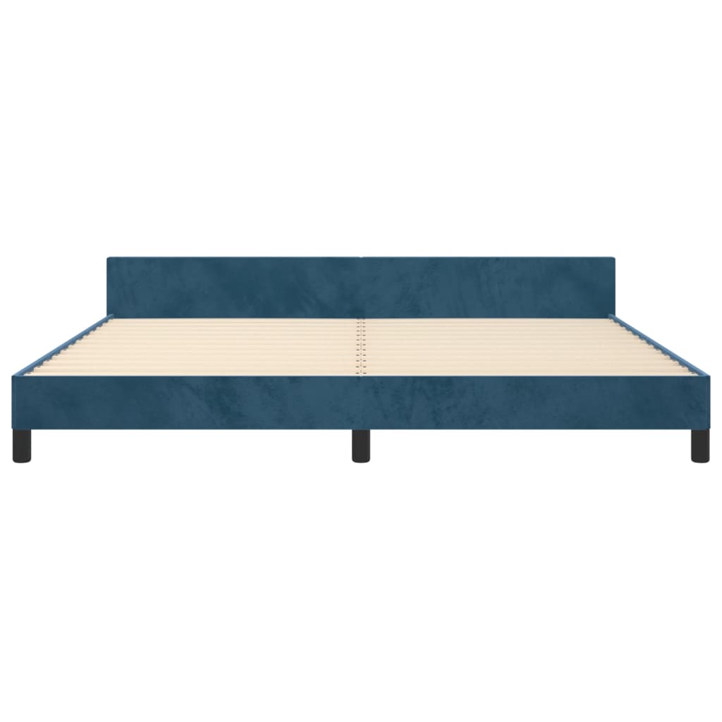 Cadre de lit sans matelas bleu foncé 200x200 cm velours - XIOS