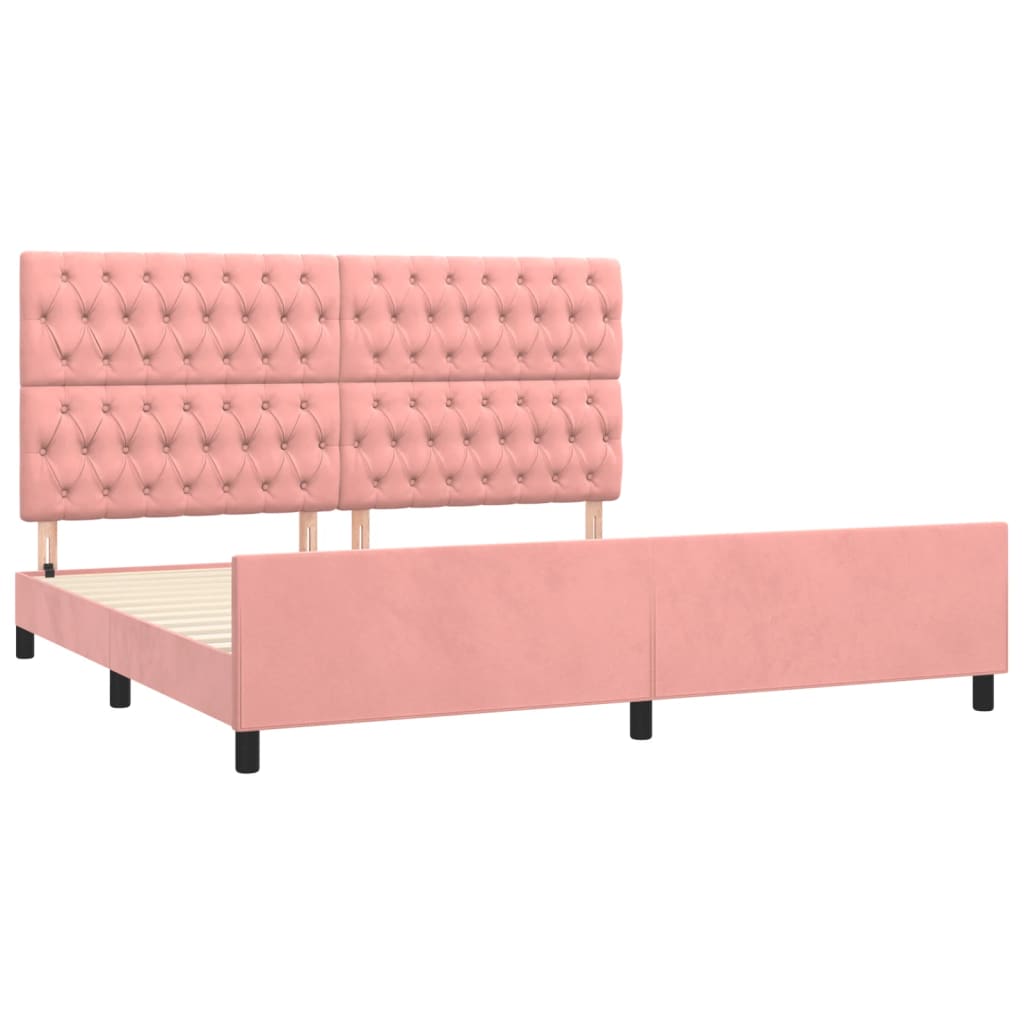 Cadre de lit sans matelas rose 200x200 cm velours - XIOS