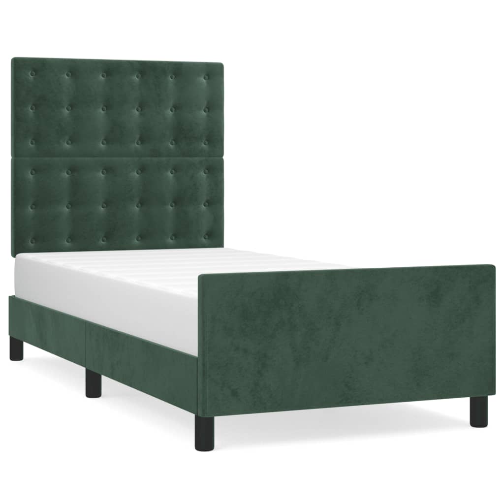 Cadre de lit sans matelas vert foncé 80x200 cm velours - XIOS
