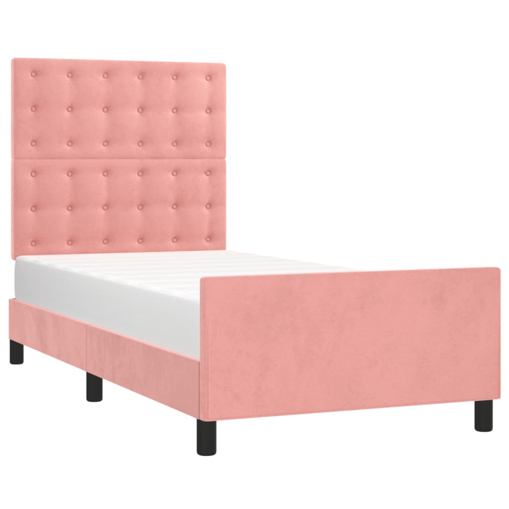 Cadre de lit sans matelas rose 80x200 cm velours - XIOS