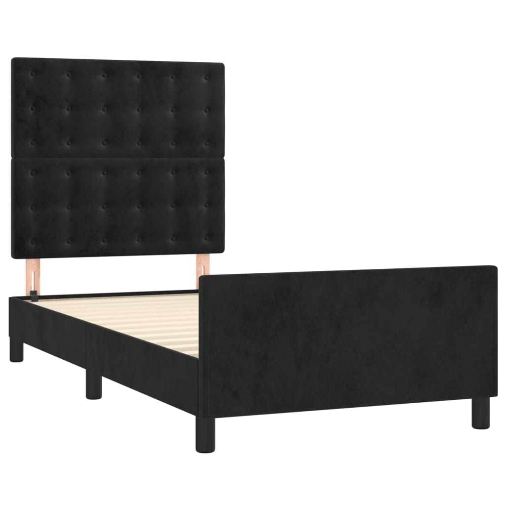 Cadre de lit sans matelas noir 90x190 cm velours - XIOS