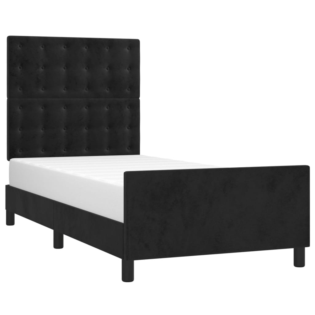 Cadre de lit sans matelas noir 100x200 cm velours - XIOS