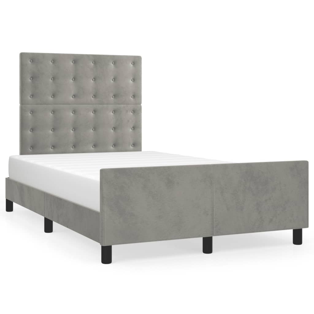 Cadre de lit sans matelas gris clair 120x200 cm velours - XIOS