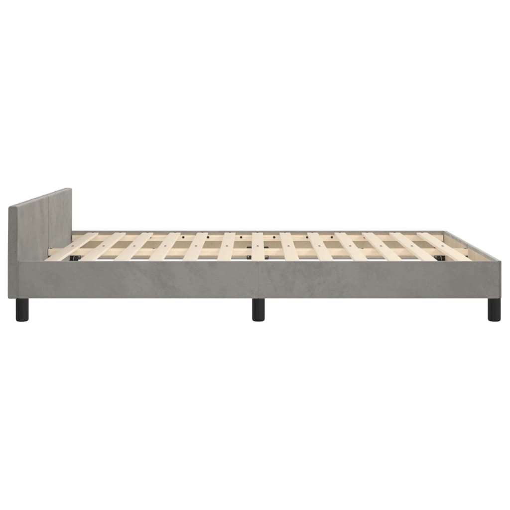Cadre de lit sans matelas gris clair 140x190 cm velours - XIOS