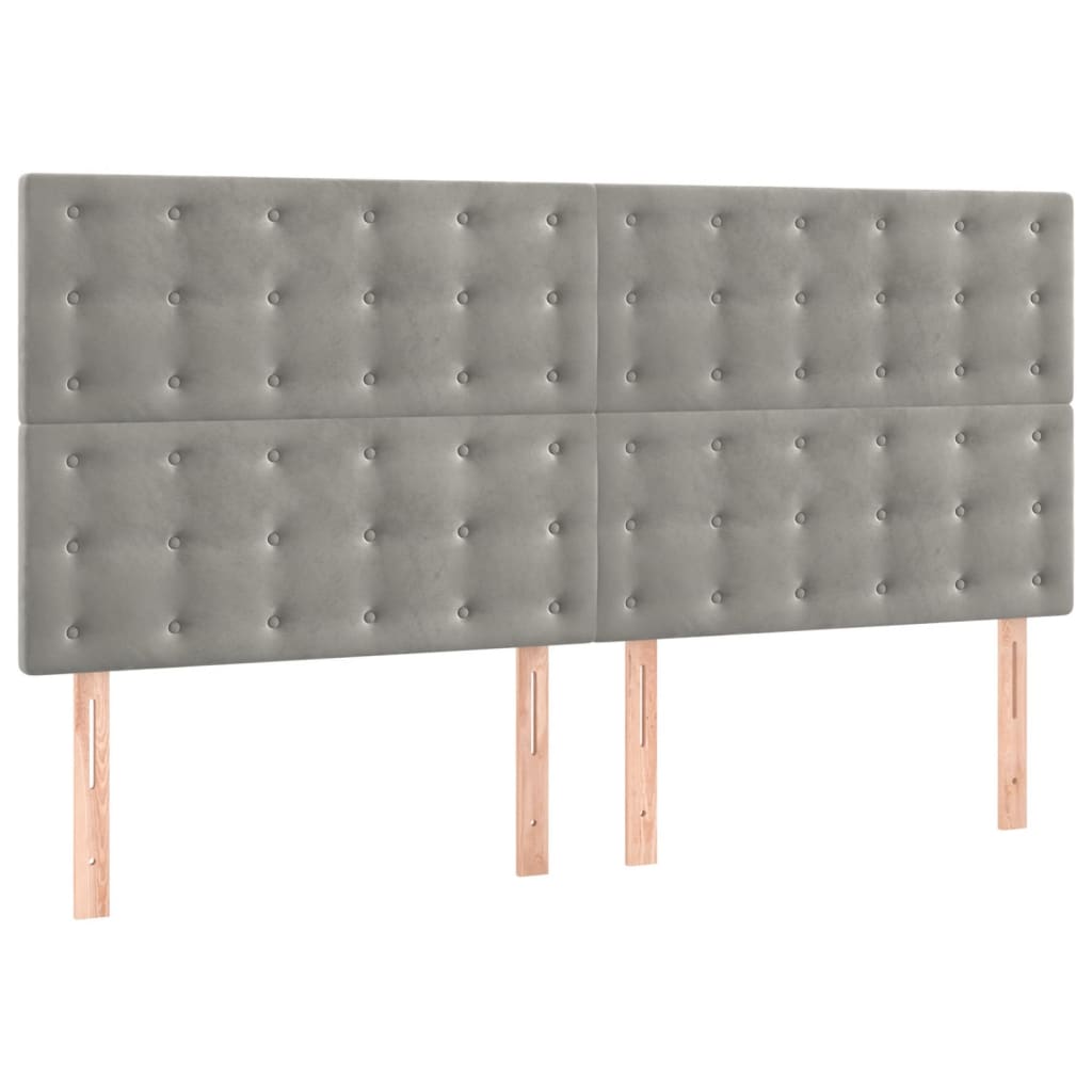 Cadre de lit sans matelas gris clair 140x190 cm velours - XIOS