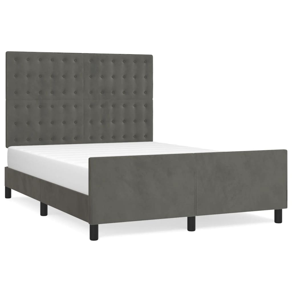 Cadre de lit sans matelas gris foncé 140x190 cm velours - XIOS