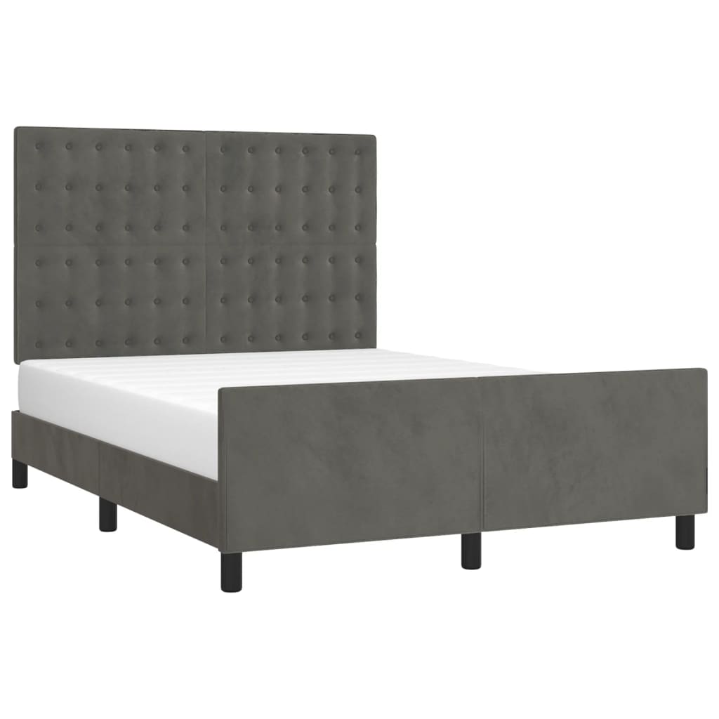 Cadre de lit sans matelas gris foncé 140x190 cm velours - XIOS