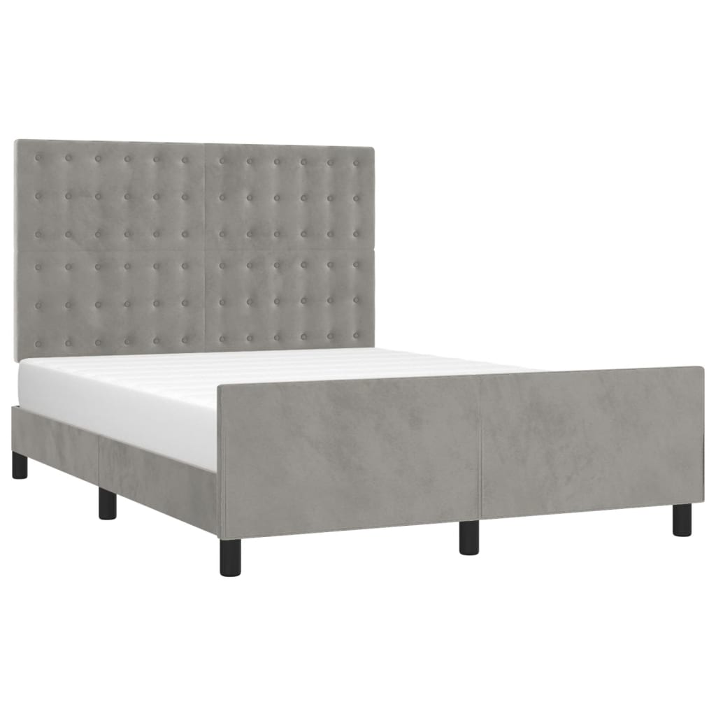 Cadre de lit sans matelas gris clair 140x200 cm velours - XIOS