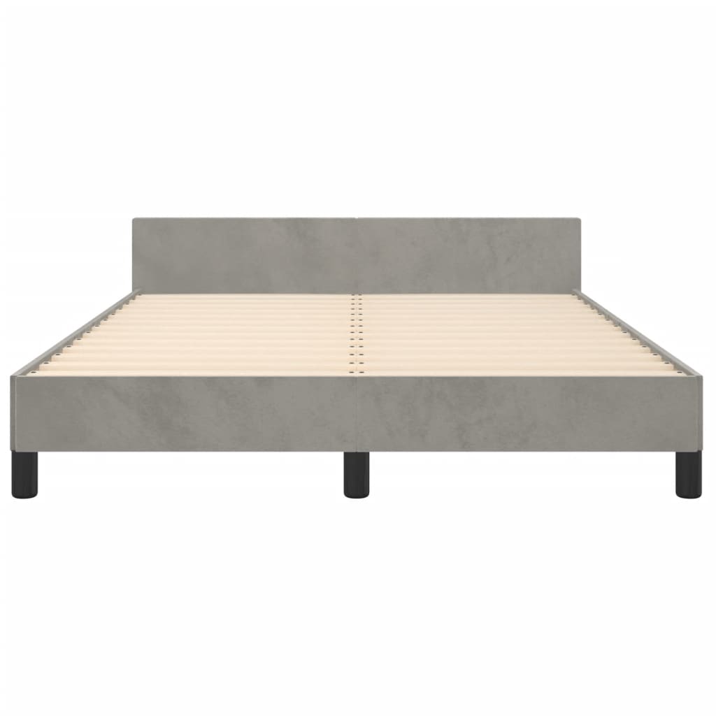 Cadre de lit sans matelas gris clair 140x200 cm velours - XIOS
