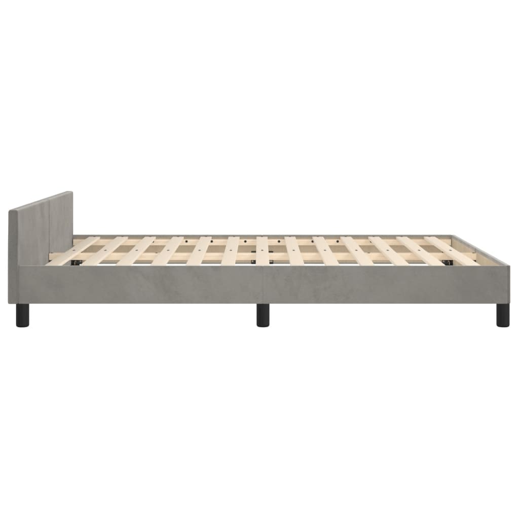 Cadre de lit sans matelas gris clair 140x200 cm velours - XIOS