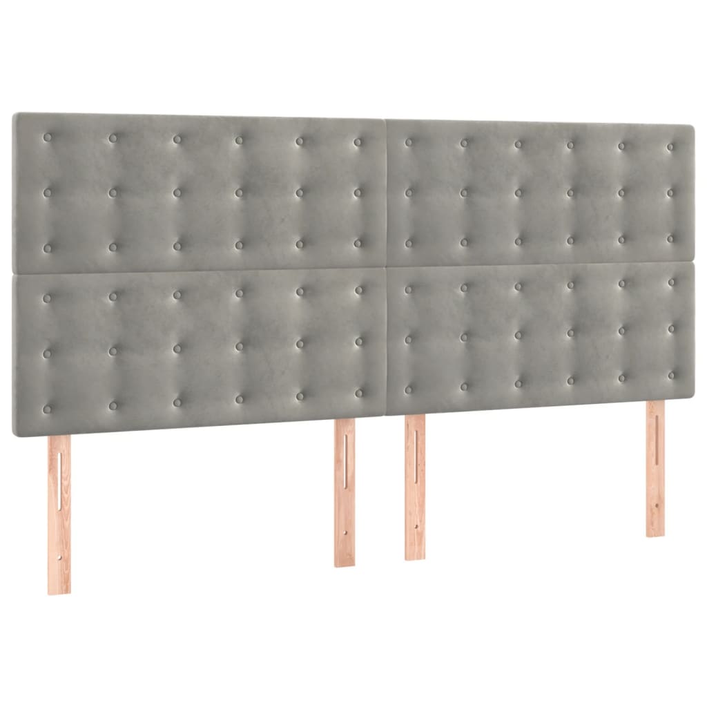 Cadre de lit sans matelas gris clair 140x200 cm velours - XIOS