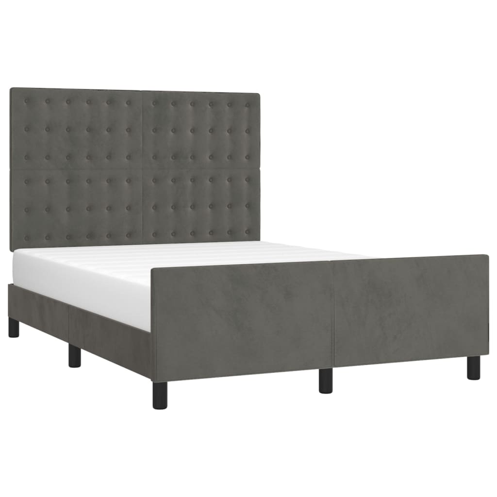 Cadre de lit sans matelas gris foncé 140x200 cm velours - XIOS