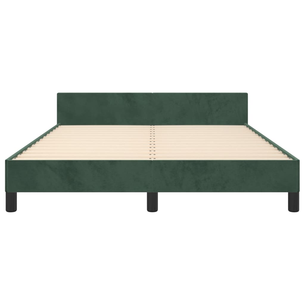 Cadre de lit sans matelas vert foncé 140x200 cm velours - XIOS
