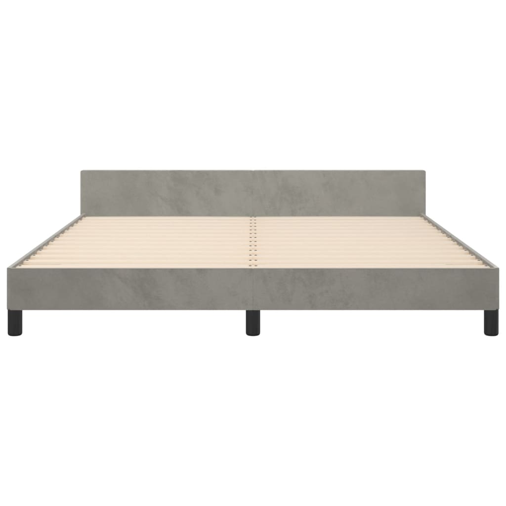 Cadre de lit sans matelas gris clair 160x200 cm velours - XIOS
