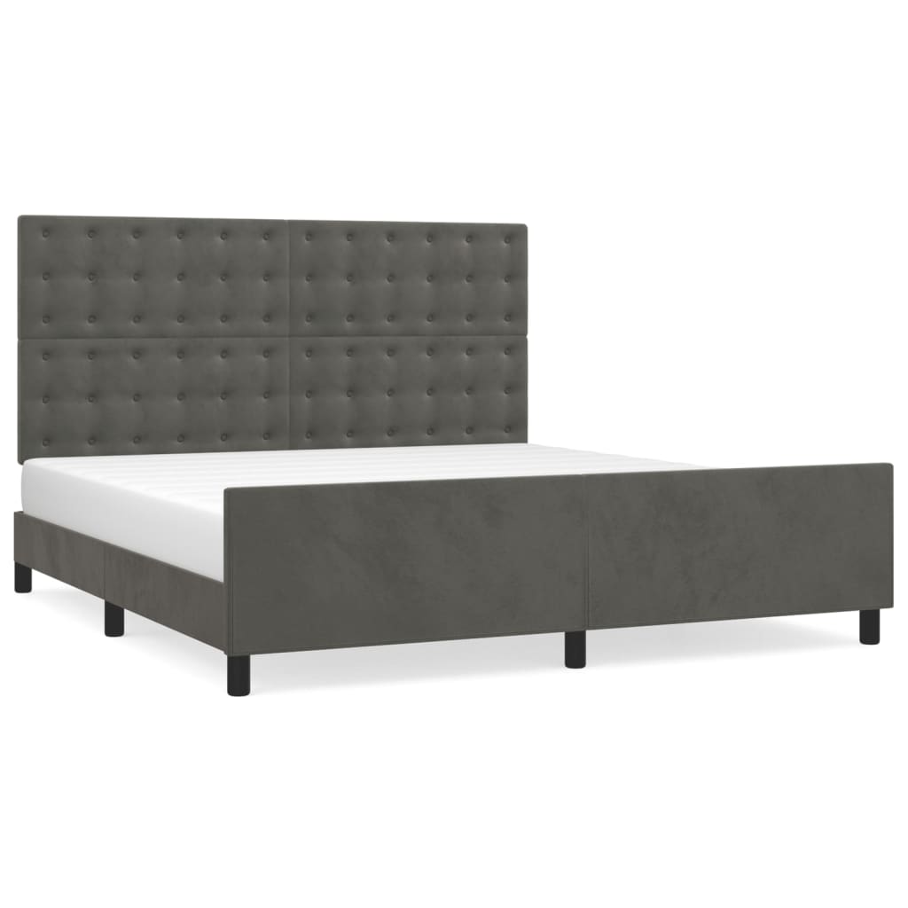 Cadre de lit sans matelas gris foncé 160x200 cm velours - XIOS