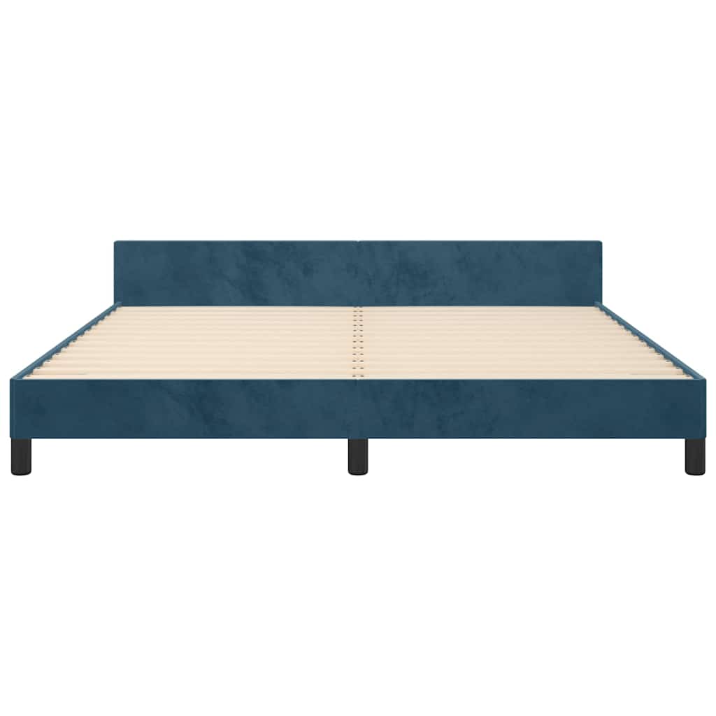 Cadre de lit sans matelas bleu foncé 160x200 cm velours - XIOS