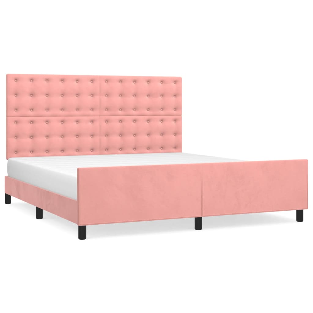 Cadre de lit sans matelas rose 160x200 cm velours - XIOS