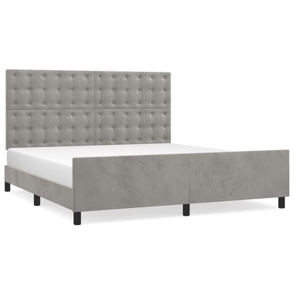 Cadre de lit sans matelas gris clair velours - XIOS