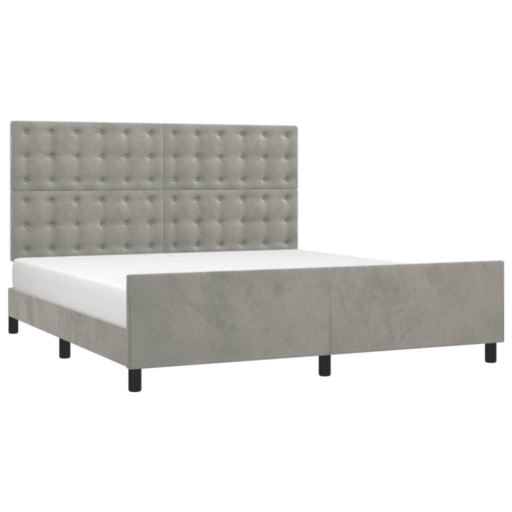 Cadre de lit sans matelas gris clair velours - XIOS