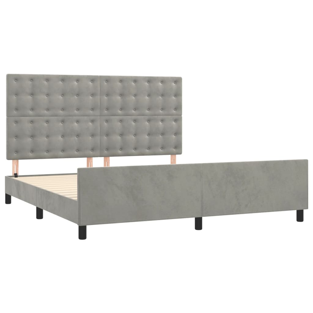 Cadre de lit sans matelas gris clair velours - XIOS
