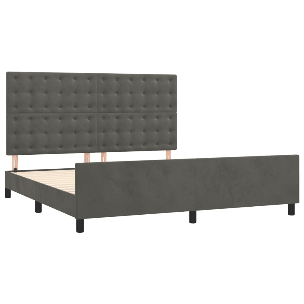 Cadre de lit sans matelas gris foncé velours - XIOS