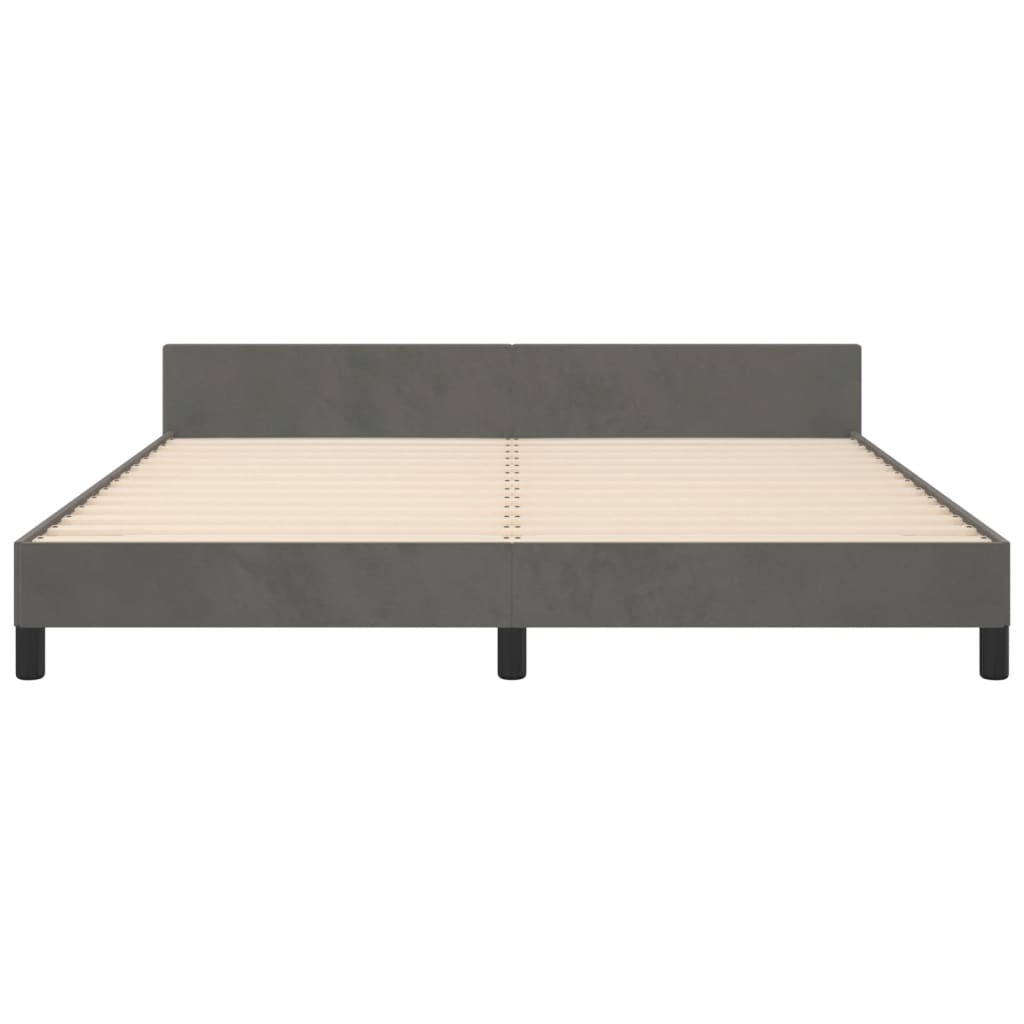 Cadre de lit sans matelas gris foncé velours - XIOS