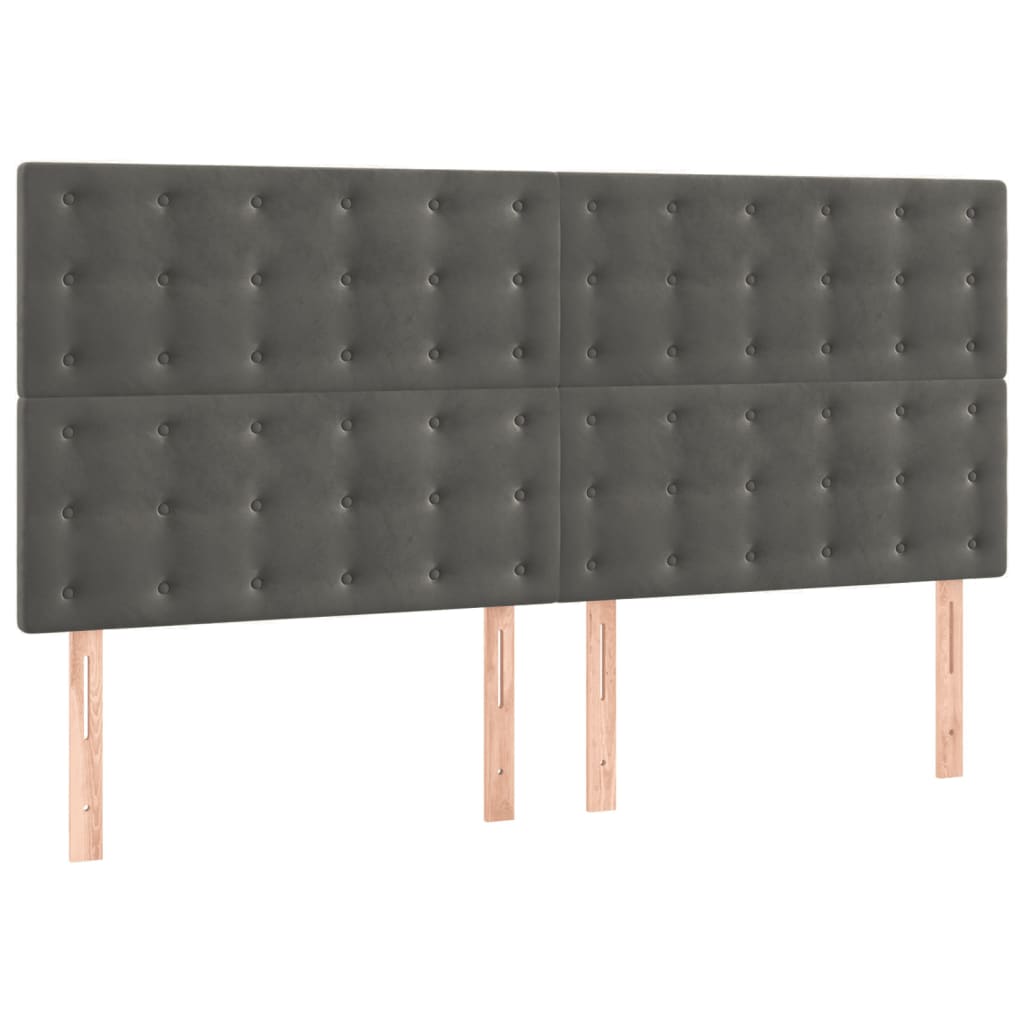 Cadre de lit sans matelas gris foncé velours - XIOS