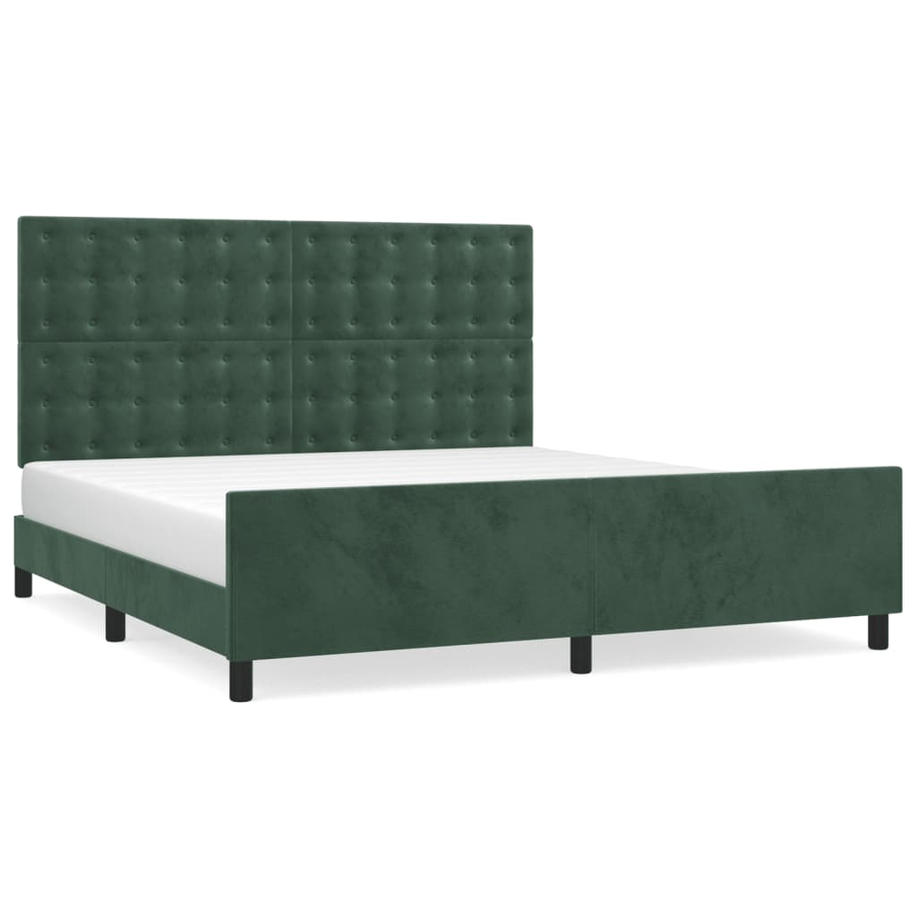Cadre de lit sans matelas vert foncé velours - XIOS