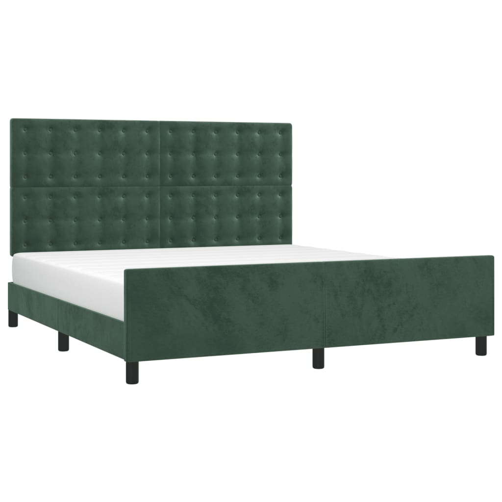 Cadre de lit sans matelas vert foncé velours - XIOS
