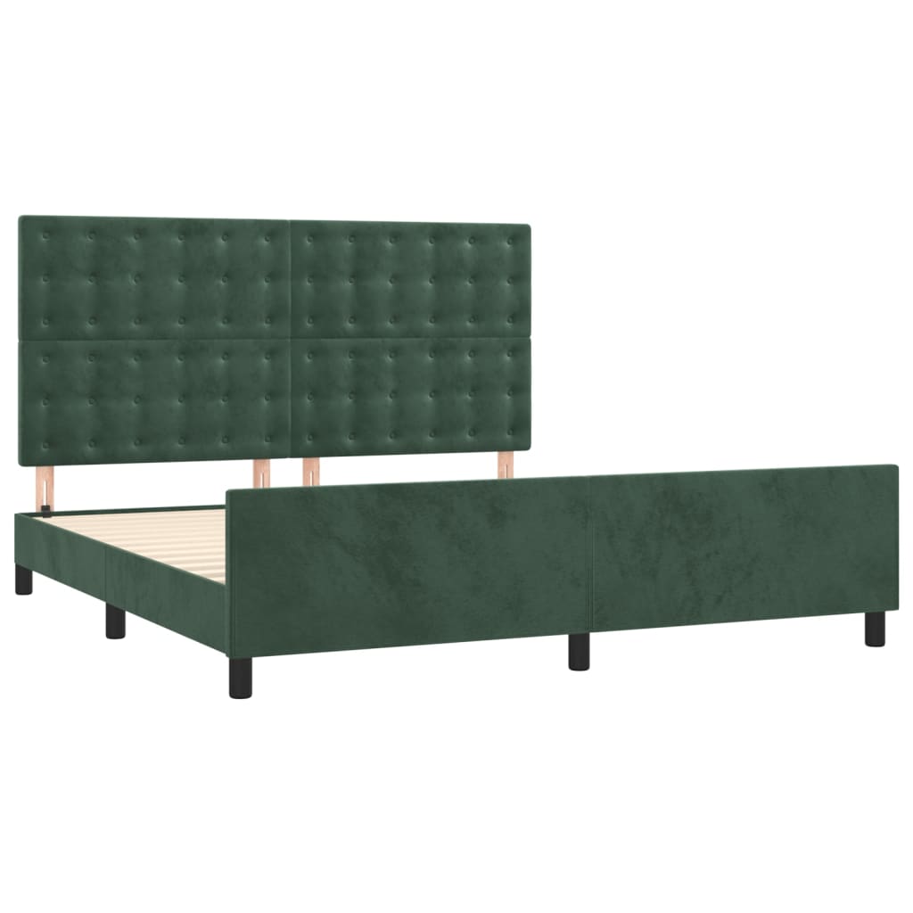 Cadre de lit sans matelas vert foncé velours - XIOS