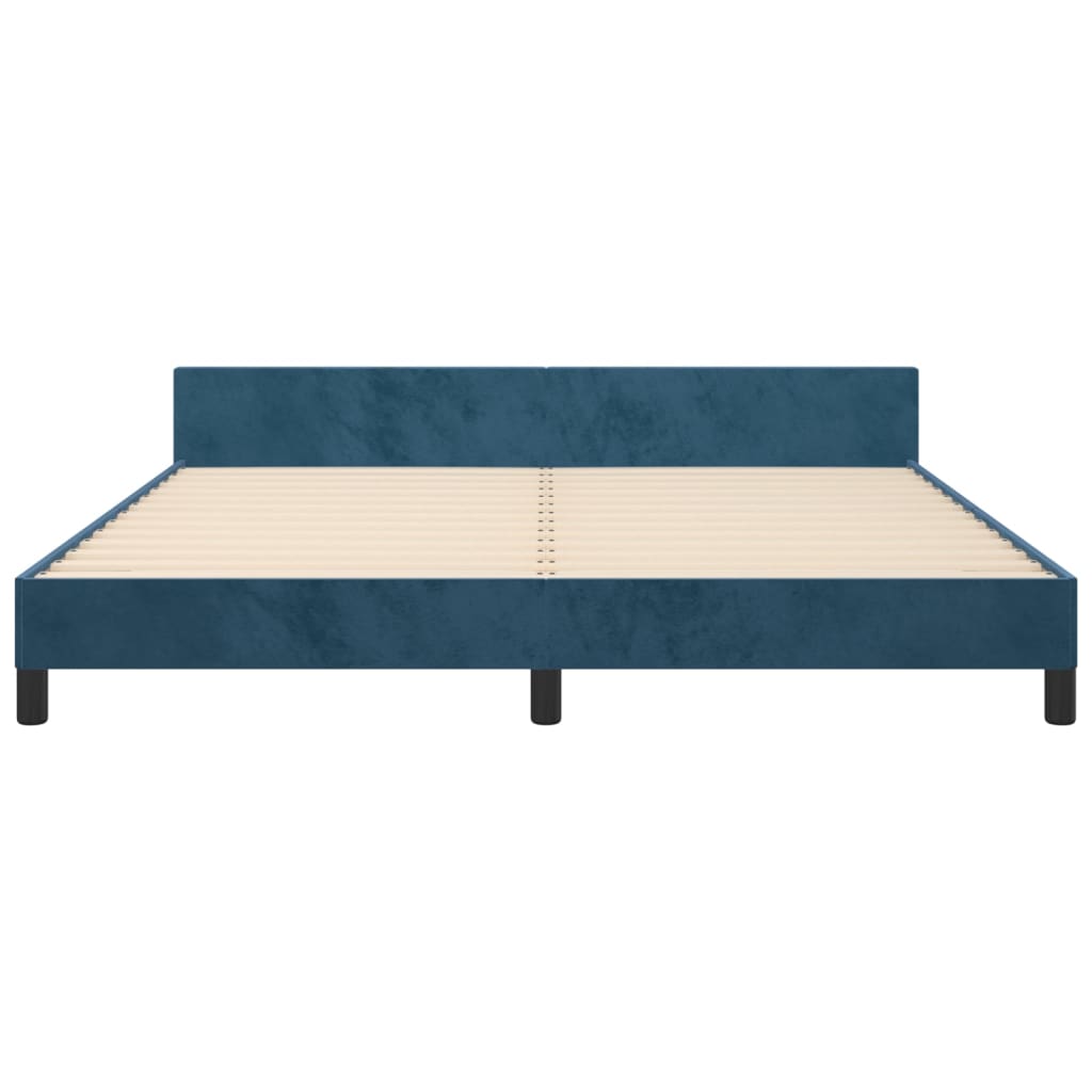Cadre de lit sans matelas bleu foncé velours - XIOS
